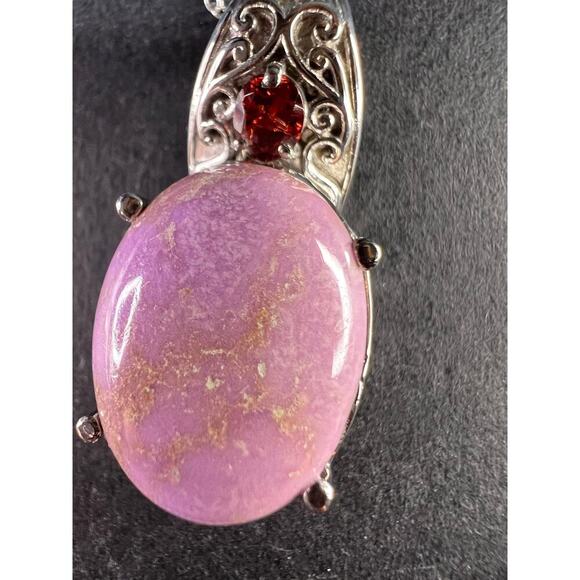 NEW Phosphosiderite and garnet stainless steel pendant 20 inch necklace - Picture 4 of 9